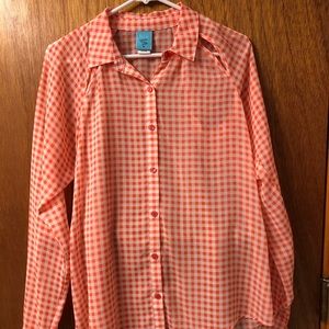 Sheer button down top